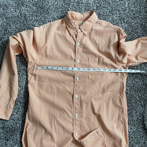 J. Crew 2-Ply 100% Cotton Orange Gingham Button Down Shirt Men's Size Small - Picture 5 of 6